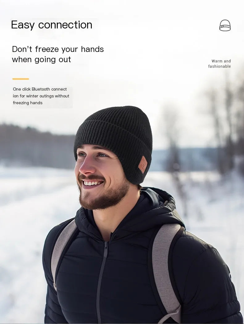 Wireless Bluetooth Earphone Hat Headset Rechargeable With Microphone Light  Weight Removable Keep Warm Listen Music Headphone
