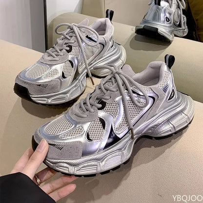 Summer new retro thick soled height increasing women's shoes casual comfortable sneakers fashionable versatile women's shoes