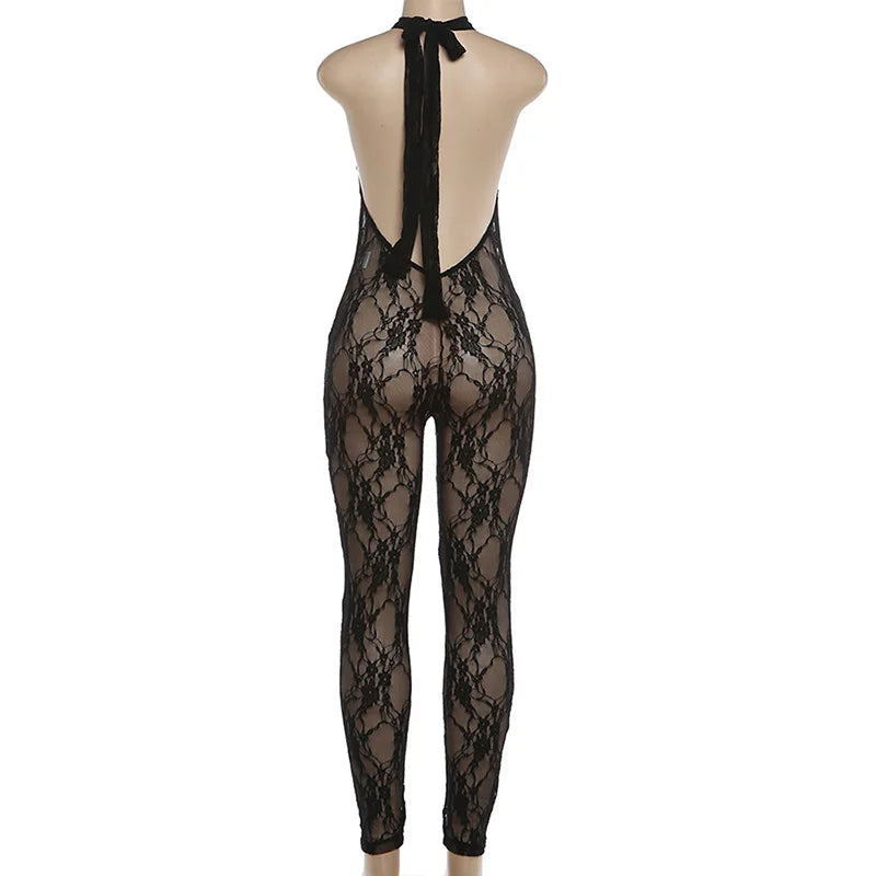 Combinaison Slim en Dentelle Ajourée – Élégance "High Street" par Foamlina