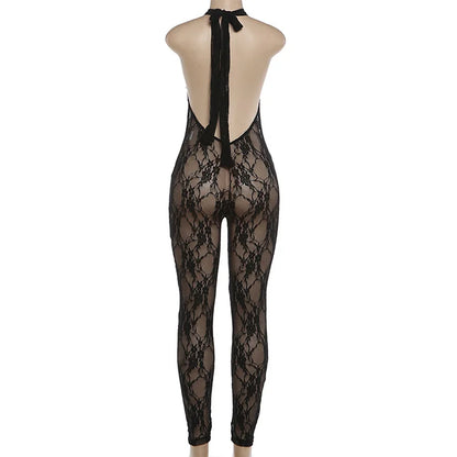 Combinaison Slim en Dentelle Ajourée – Élégance "High Street" par Foamlina