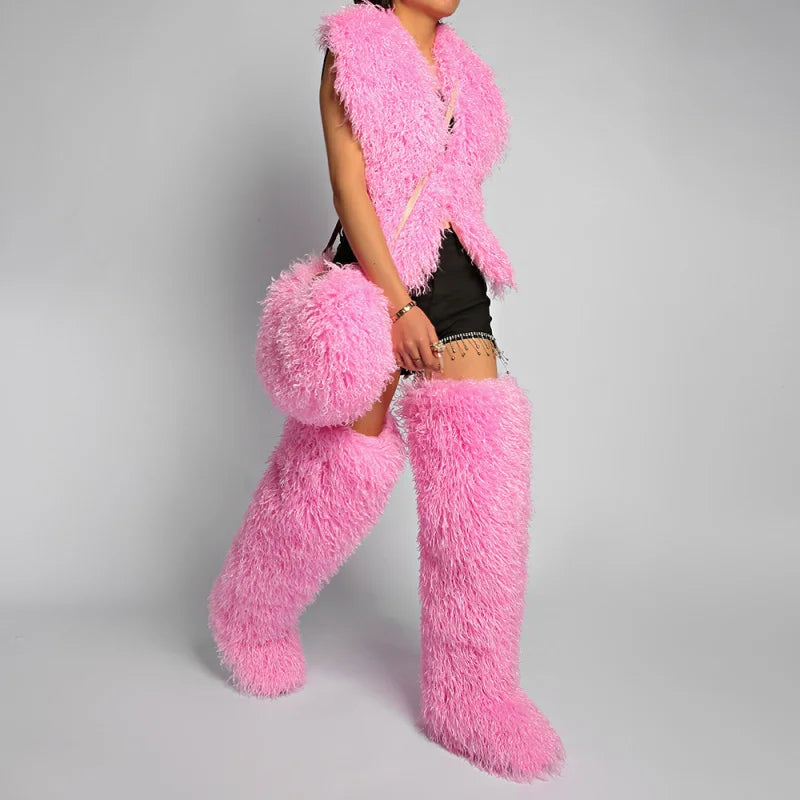Cabas en Fausse Fourrure – Style Tendance Y2K