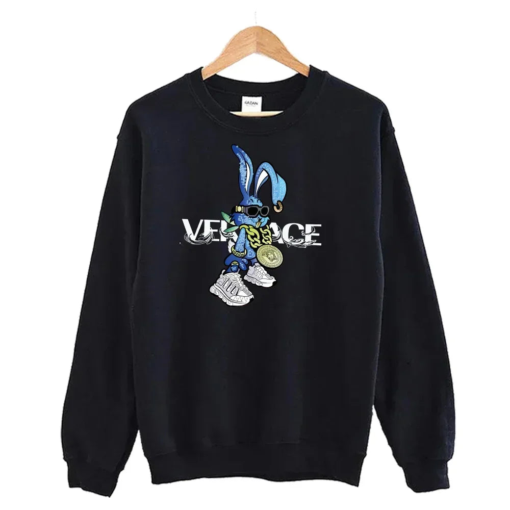 Men's autumn round neck sweatshirt set, luxurious printed simple casual sports set
