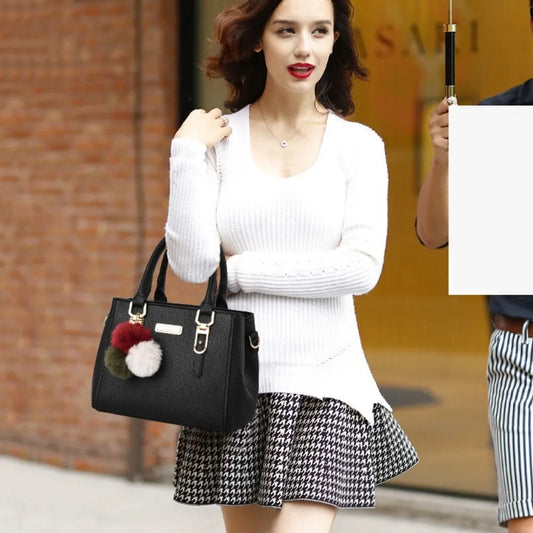 Trendy Leather Handbags Large Capacity Open Pocket Shoulder Bag Polyester Cotton Messenger Bag