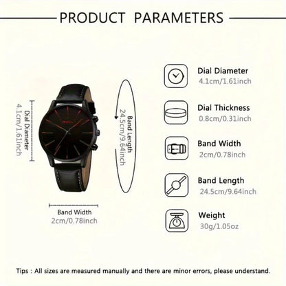 4 Pcs/set, Casual Men's Watchs Men's Watch Set Quartz Watch PU Leather Strap, The Most Ideal Gift for Men!