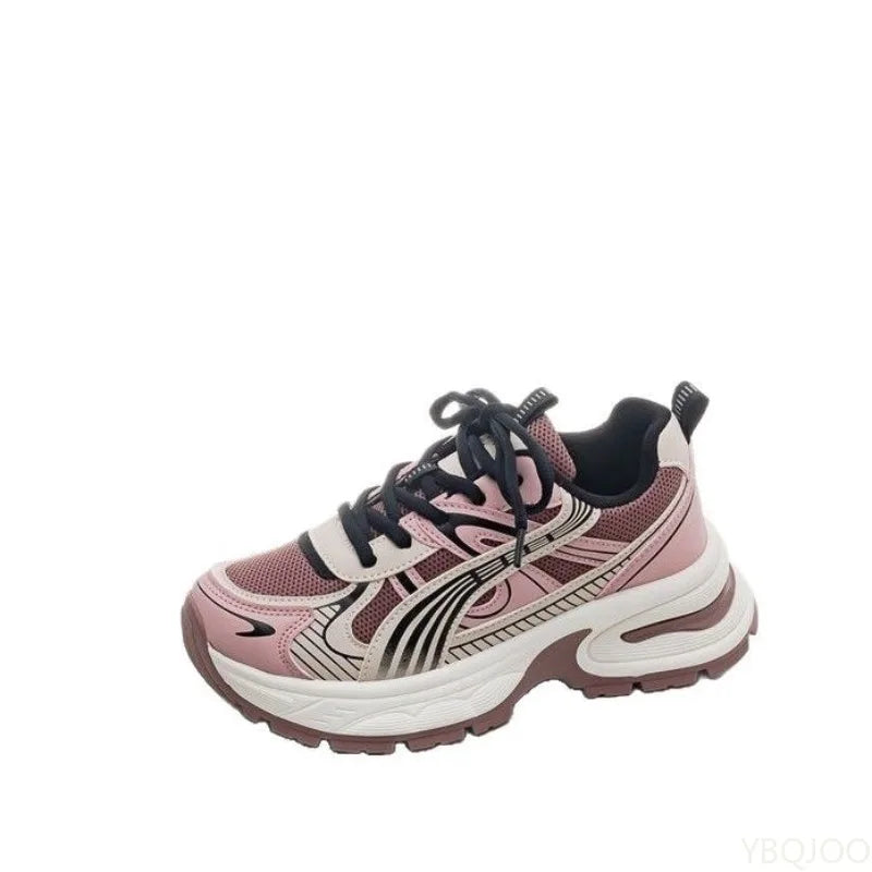 Sneakers Sport-Chic YBQJOO 2026 – Confort Mesh, Semelle Épaisse &amp; Style Colorblock