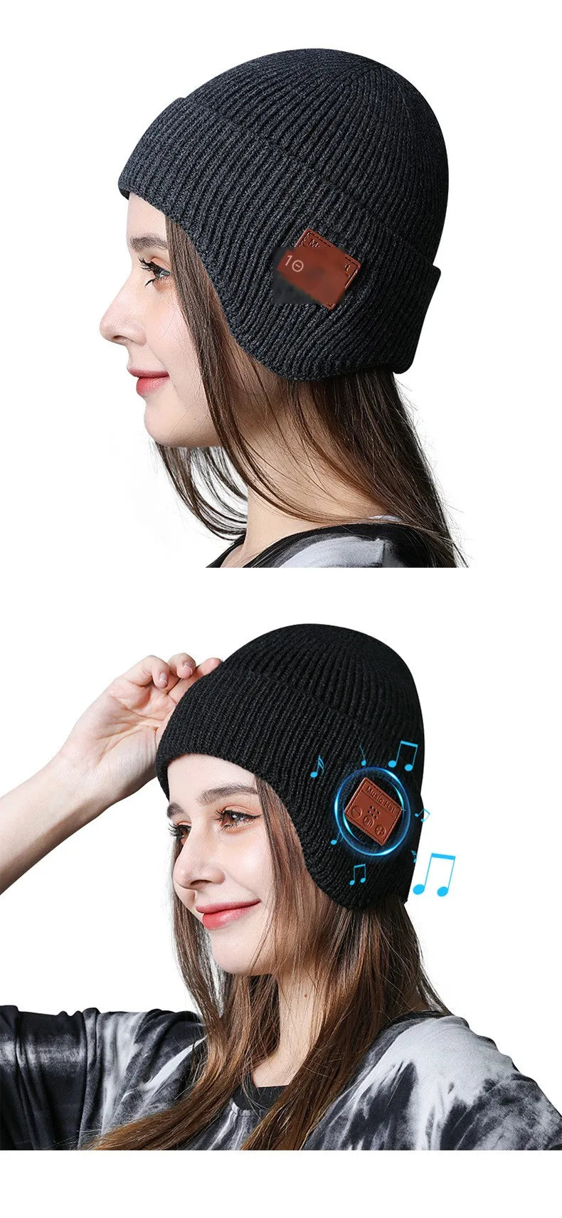 Wireless Bluetooth Earphone Hat Headset Rechargeable With Microphone Light  Weight Removable Keep Warm Listen Music Headphone