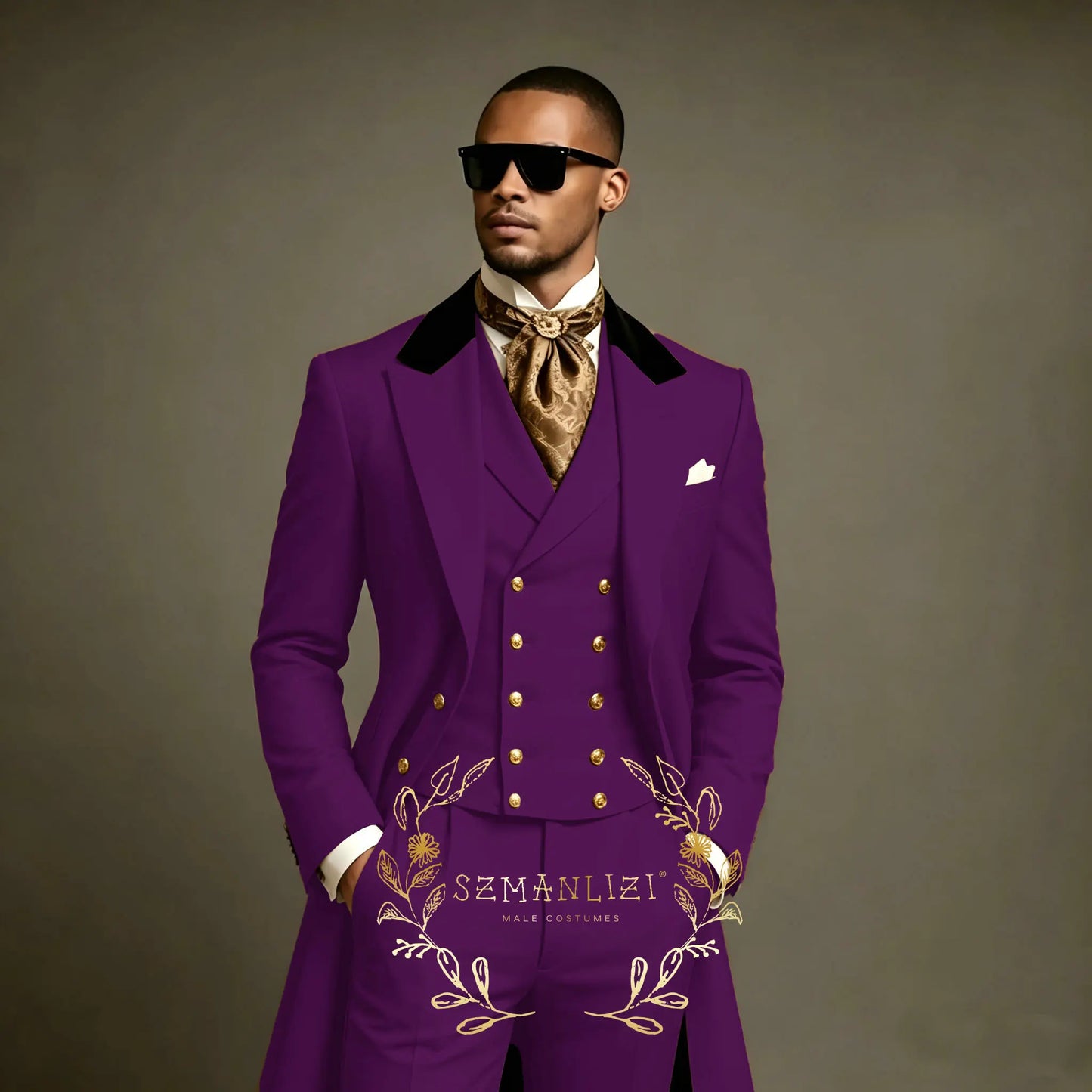 Costume de Mariage Formel – Coupe Droite, Veste Longue Toutes Saisons (Mélange Coton, Polyester &amp; Viscose)