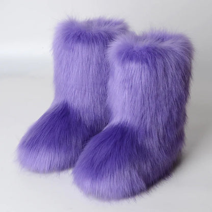 Bottes de Neige de Luxe en Fausse Fourrure EAEOVNI – Chaleur Extrême &amp; Style Hivernal Glamour