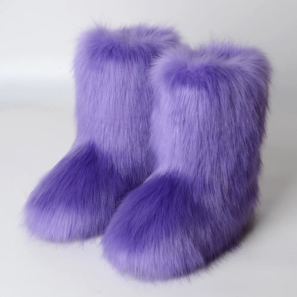 Bottes de Neige de Luxe en Fausse Fourrure EAEOVNI – Chaleur, Style &amp; Confort Gothique Chic