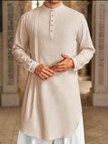 2026 Summer New Muslim Middle East Arab Malaysia Mens Button Cotton Linen Shirt Muslim Robe Long Sleeve Traditional Tops
