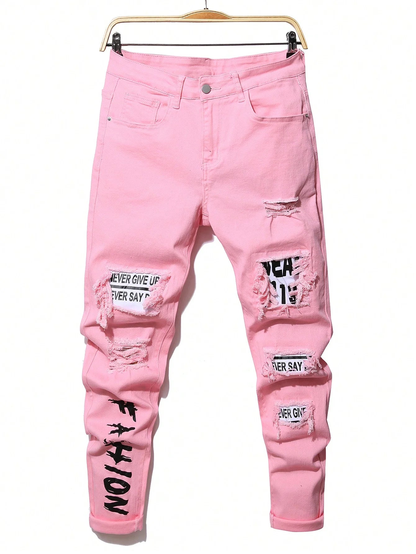 Jean Slim en Denim Lourd Stretch LVCCCI'S – Style Preppy &amp; Finitions Lettrées