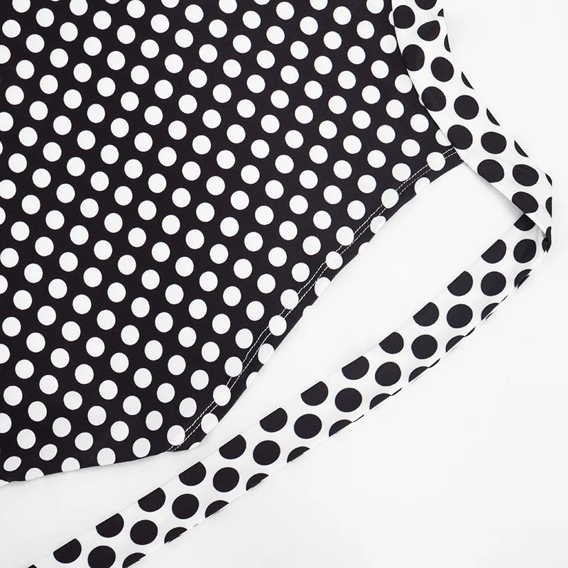 FAGADOER Color Patchwork Polka Dot Romper Retro Big Dot Bandage Halter Bodycon Jumpsuits Summer Streetwear Playsuits 2026 Trendy