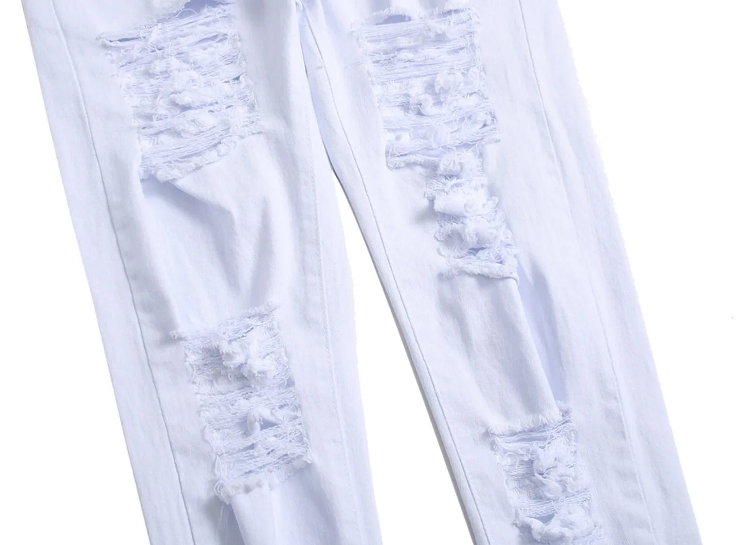 Jean Slim Hip-Hop ZHANLINWU 499 – Style Distressed, Détails Déchirés &amp; Confort Denim