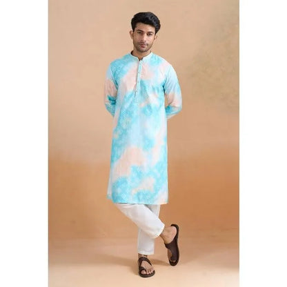 Vardha Regular Fit Kurta Mandarin Collar Long Suitable All Occasions Such Wedding Hari Raya Aidilfitri Prayer Wear Man