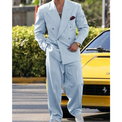 Costume de Mariage Décontracté – Double Boutonnage, Coupe Ample &amp; Confort Toutes Saisons