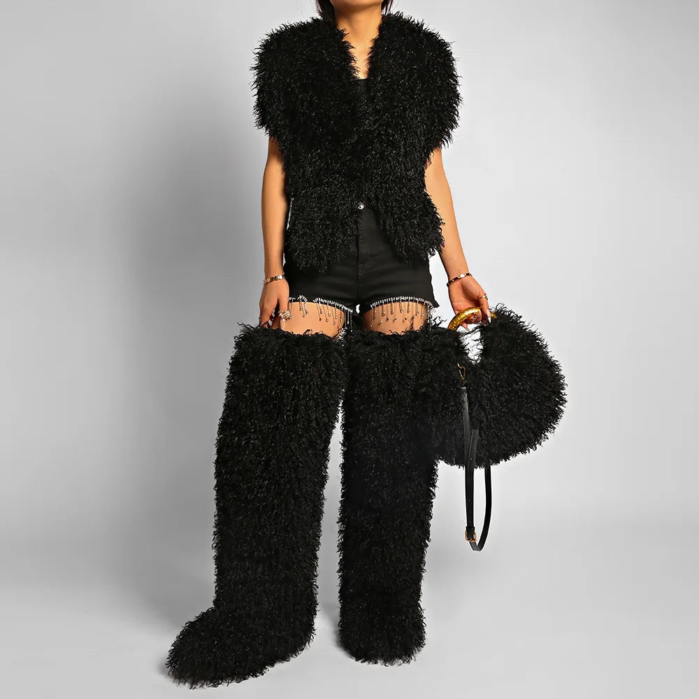Cabas en Fausse Fourrure – Style Tendance Y2K