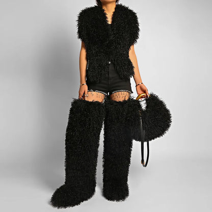 Cabas en Fausse Fourrure – Style Tendance Y2K