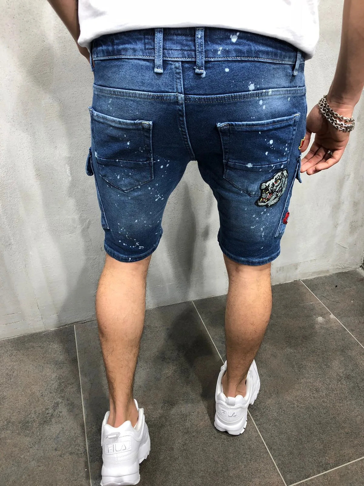 2026 Men's Summer Short Jeans High Stretch Fashion Casual Denim Shorts Male Slim Fit Elastic Badge Pockets Hole Shorts for Men
