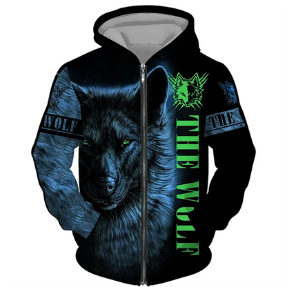 Animal Wolf 3D Print Hoodies Men Women Casual Fashion Streetwear Oversized Sweatshirts Zipper Hoodie Male Tracksuit Man Clothing