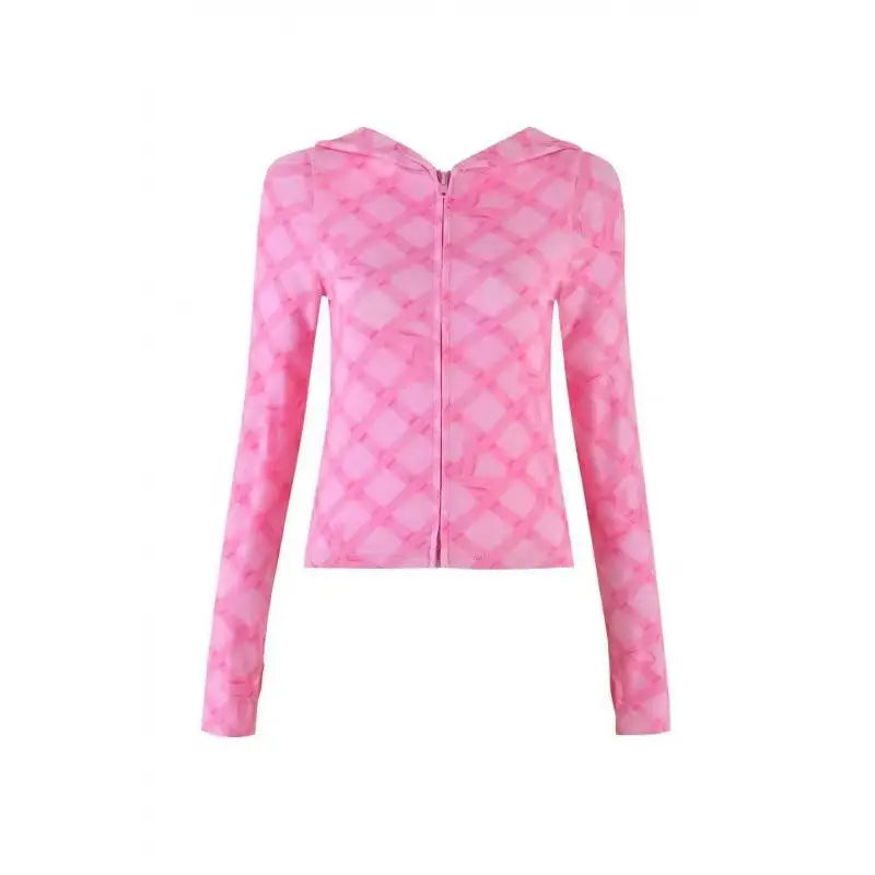 slim fit shoulder floral print bright line design slim fit hooded zipper short jacket pants for women