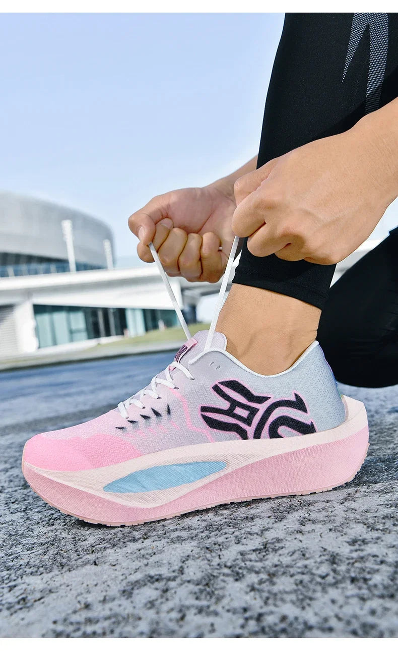 Marathon Men Running Shoes Carbon Board Sports Breathable Comfortable Athletic Air Cushion Women's Lightweight Nonskid Sneakers