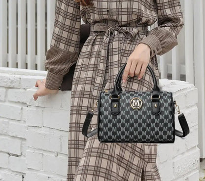 Women Alphabet Shoulder Bag with Golden "M" Logo, Synthetic Faux Leather Small Crossbody Bag for Work, Travel, Parties, and Gift