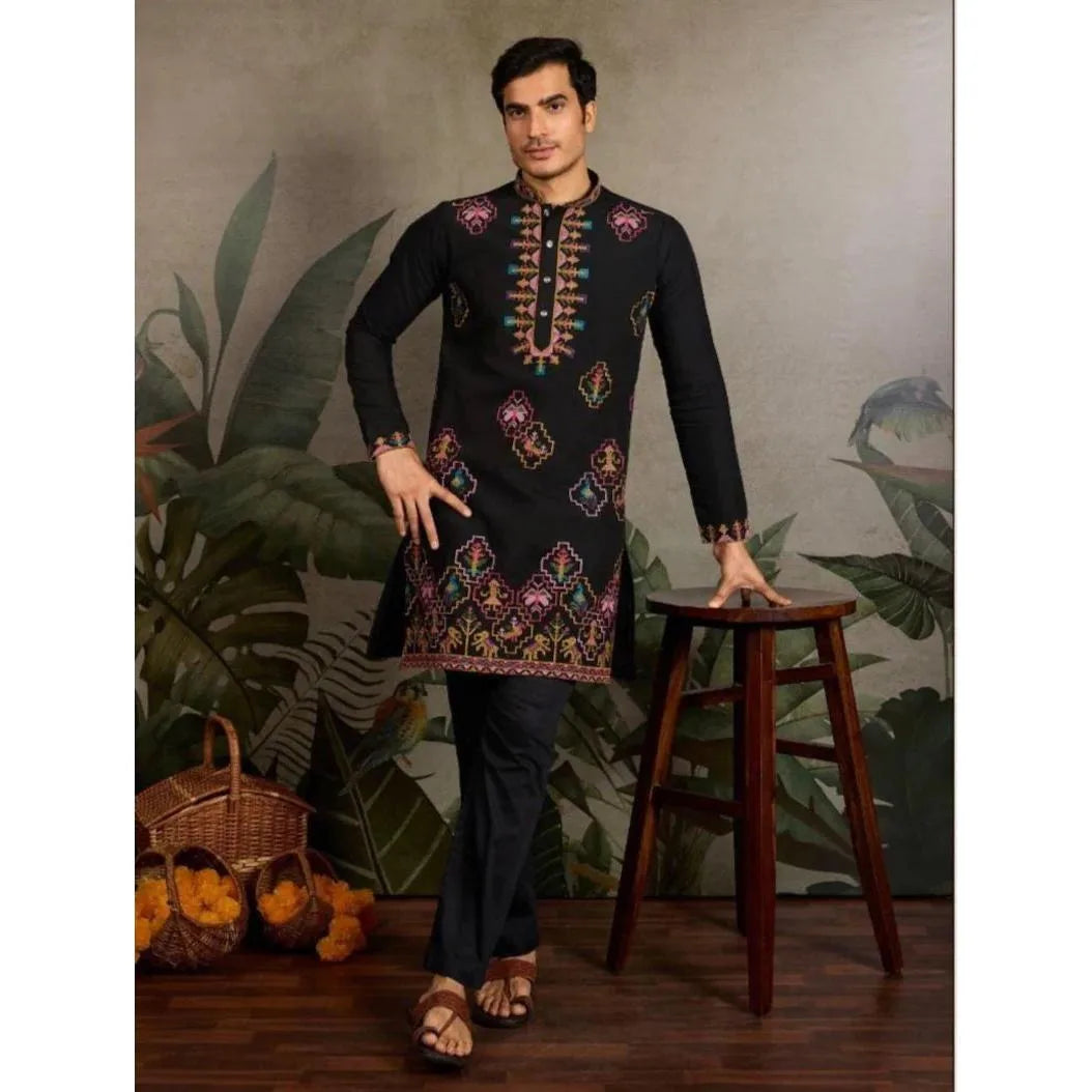 Muslim Kurtta Caftan Dubai Men'S Robe Long-Sleeved Ethnic Style 2026 Stand Collar Arabic Clothing National style Middle Eastern