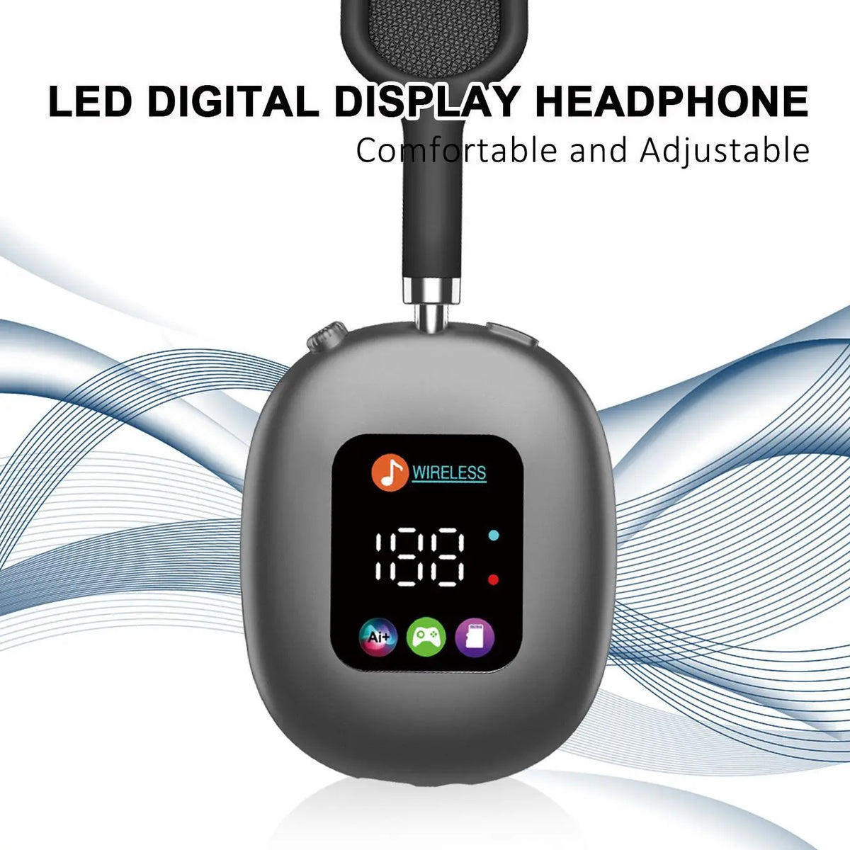MAX600 Wireless Head-mounted Bluetooth Headset with Digital Display and Card Reader