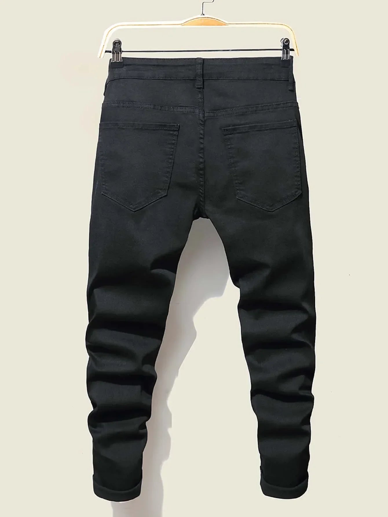 Jean Slim Straight Patchwork LVCCCI'S – Style Chic, Haute Élasticité &amp; Denim Épais