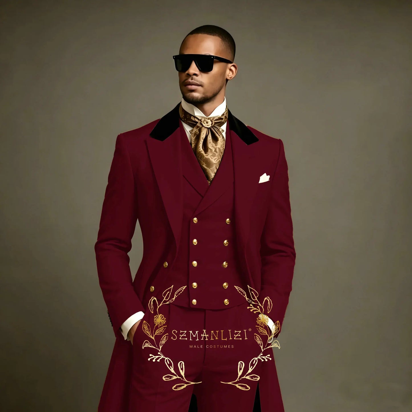 Costume de Mariage Formel – Coupe Droite, Veste Longue Toutes Saisons (Mélange Coton, Polyester &amp; Viscose)