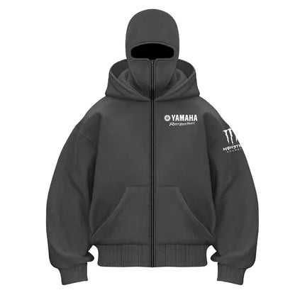 Yamaha Logo Men's Zip Hoodie Winter Warm Casual Sweatshirt with Hooded Face Mask Zipper Design Sports Jacket Outdoor Activities