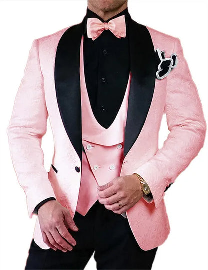 Men's Wedding Suit 2023 Italian Design Custom Black Smoking Tuxedo Jacket 3-piece Set (coat Vest Pants) Men's Groom Terno Suit