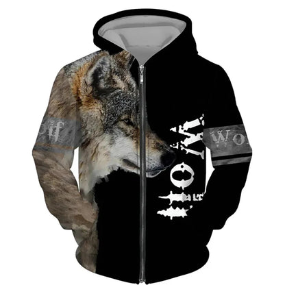 Animal Wolf 3D Print Hoodies Men Women Casual Fashion Streetwear Oversized Sweatshirts Zipper Hoodie Male Tracksuit Man Clothing