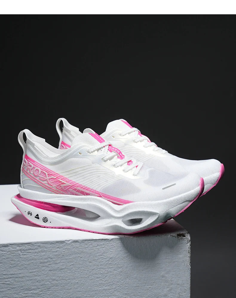 Couple Carbon Plate Running Shoes Ultra-Light Breathable Anti-Slip Sport Shoes Shock Absorption Wear Resistant Casual Sneakers
