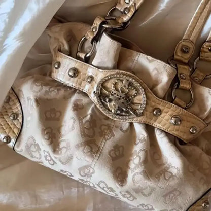 Sweet Cool Underarm Bag Y2k Hot Girls Pu Leather Large Capacity Shoulder Tote Bag Women Fairycore Aesthetic Handbag Chic