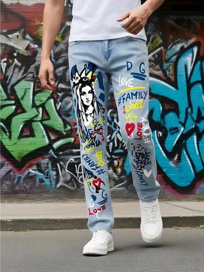 Jean Slim High Street KING JEANS – Motif Abstrait, Appliques &amp; Confort Stretch