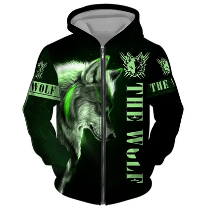 Animal Wolf 3D Print Hoodies Men Women Casual Fashion Streetwear Oversized Sweatshirts Zipper Hoodie Male Tracksuit Man Clothing