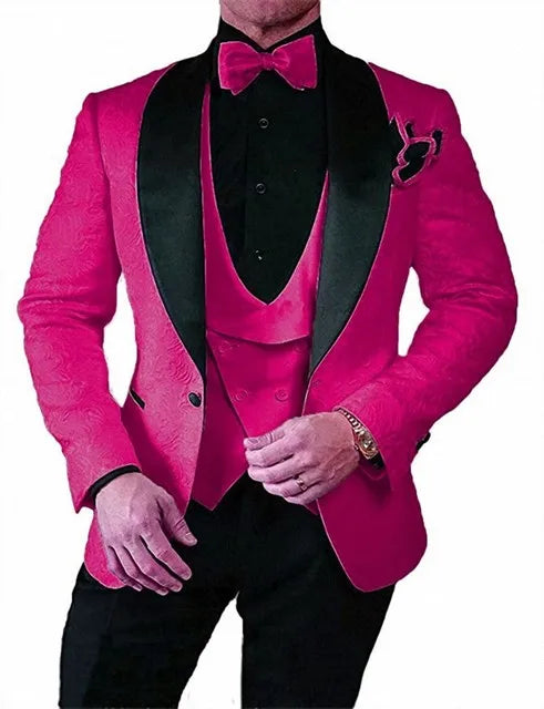 Men's Wedding Suit 2023 Italian Design Custom Black Smoking Tuxedo Jacket 3-piece Set (coat Vest Pants) Men's Groom Terno Suit