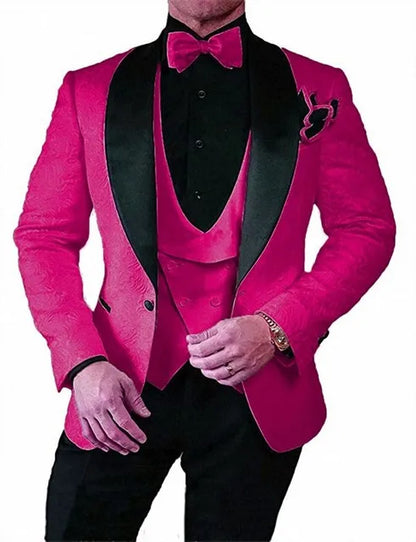 Men's Wedding Suit 2023 Italian Design Custom Black Smoking Tuxedo Jacket 3-piece Set (coat Vest Pants) Men's Groom Terno Suit