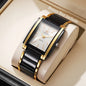 Fashion Rectangle Men Business Watches Luxury Stainless Steel Strap Quartz Wristwatch For Mens Clock Reloj Hombre（Without Box）