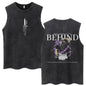 Anime Jujutsu Kaisen Satoru Gojo Vintage Wash Tank Tops Men Women Classic Manga Cotton T Shirt Fashion Loose Sleeveless T-Shirt