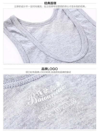 1/3 Pieces Men's Solid Color Basic Cotton Vest Youth Slim Exercise Sweat-absorbent T-shirt Middle-aged Comfortable Bottoming