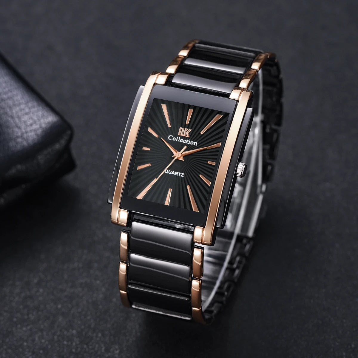 Fashion Rectangle Men Business Watches Luxury Stainless Steel Strap Quartz Wristwatch For Mens Clock Reloj Hombre（Without Box）