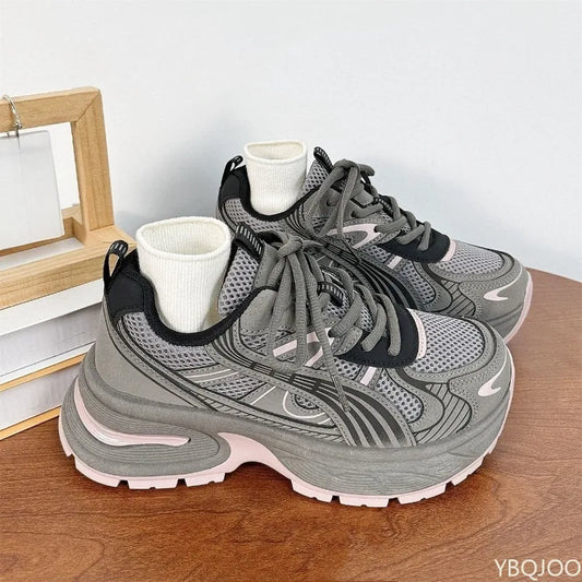 Sneakers Sport-Chic YBQJOO 2026 – Confort Mesh, Semelle Épaisse &amp; Style Colorblock