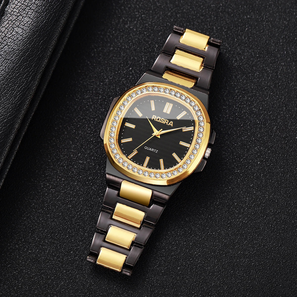 Luxury Rhinestone Men Business Watches Fashion Square Dial Steel Band Male's Quartz Wristwatch Reloj Hombre（Without Box）