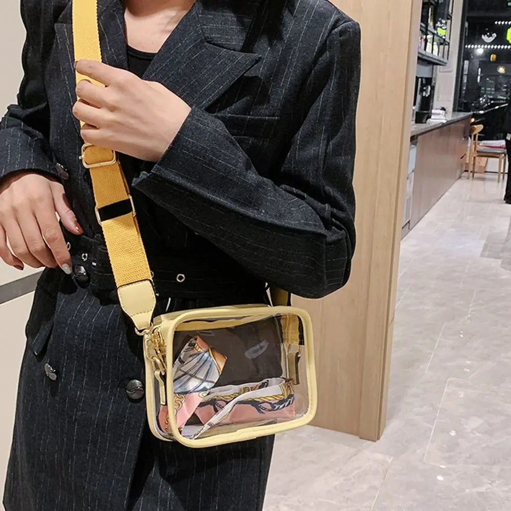 Fashion Shoulder Messenger Bag Transparent Crossbody Bag for Women Girls PVC Jelly Handbag (Excluding Ribbons)