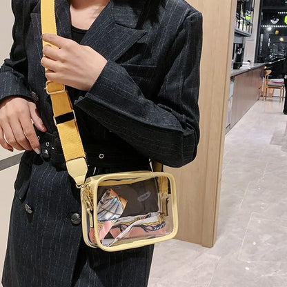 Fashion Shoulder Messenger Bag Transparent Crossbody Bag for Women Girls PVC Jelly Handbag (Excluding Ribbons)