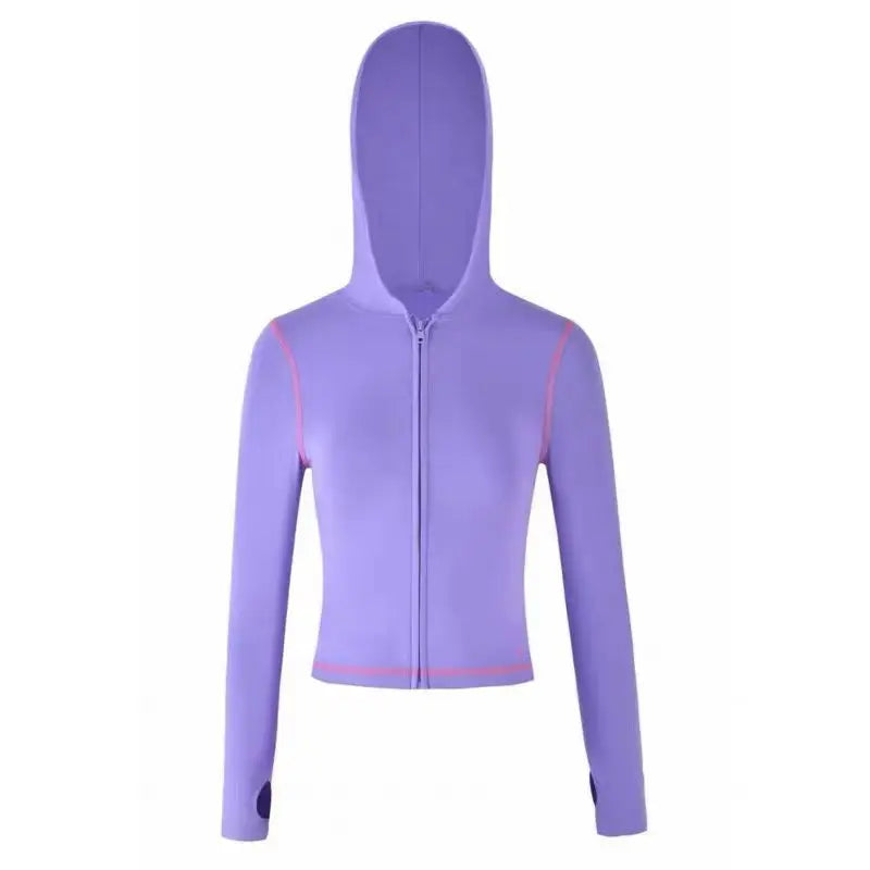 slim fit shoulder floral print bright line design slim fit hooded zipper short jacket pants for women