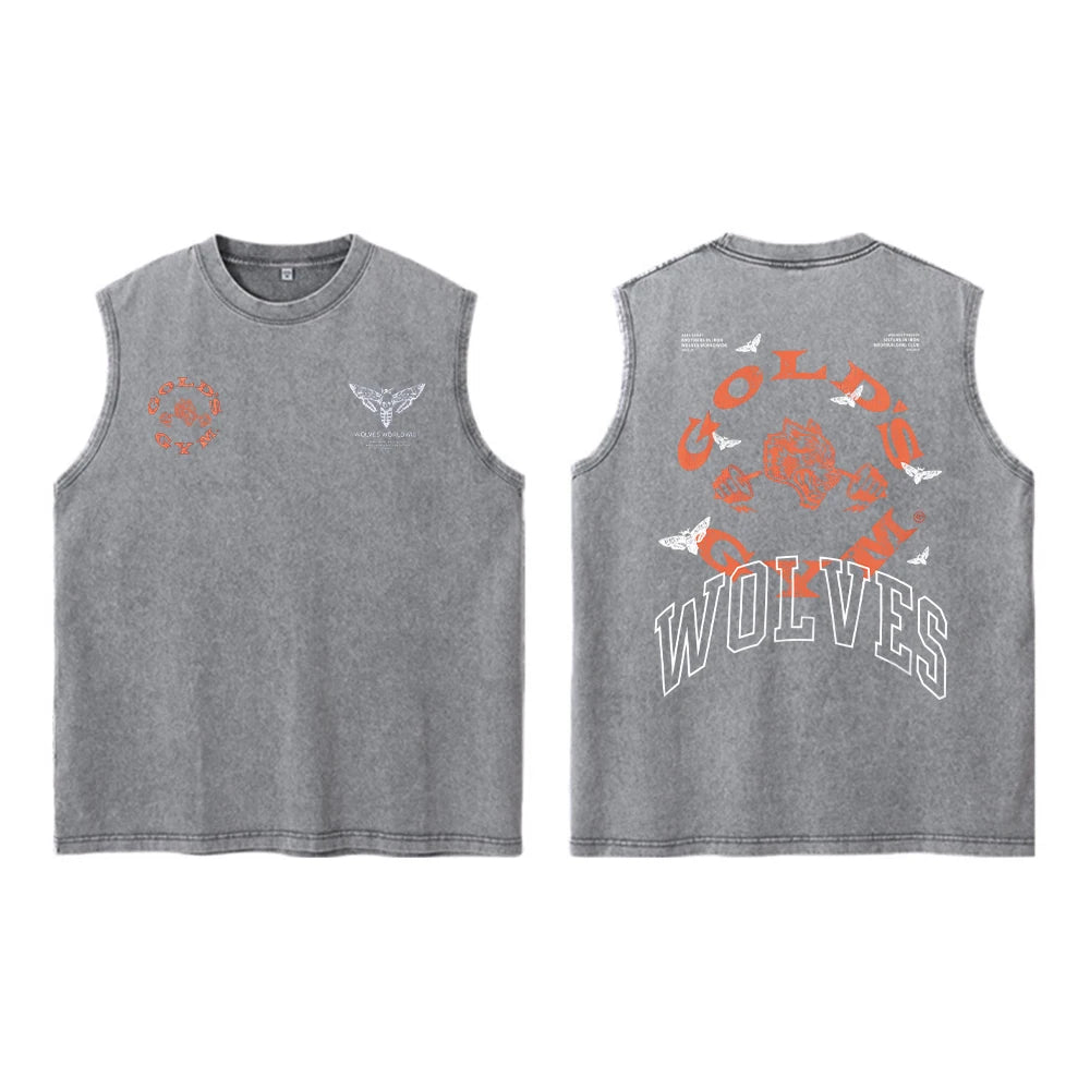 Darc Wolves Sport Vintage Washed Vest Tees Gym Bodybuilding Fitness Sleeveless T Shirts Basketball Workout Darcs Tank Tops