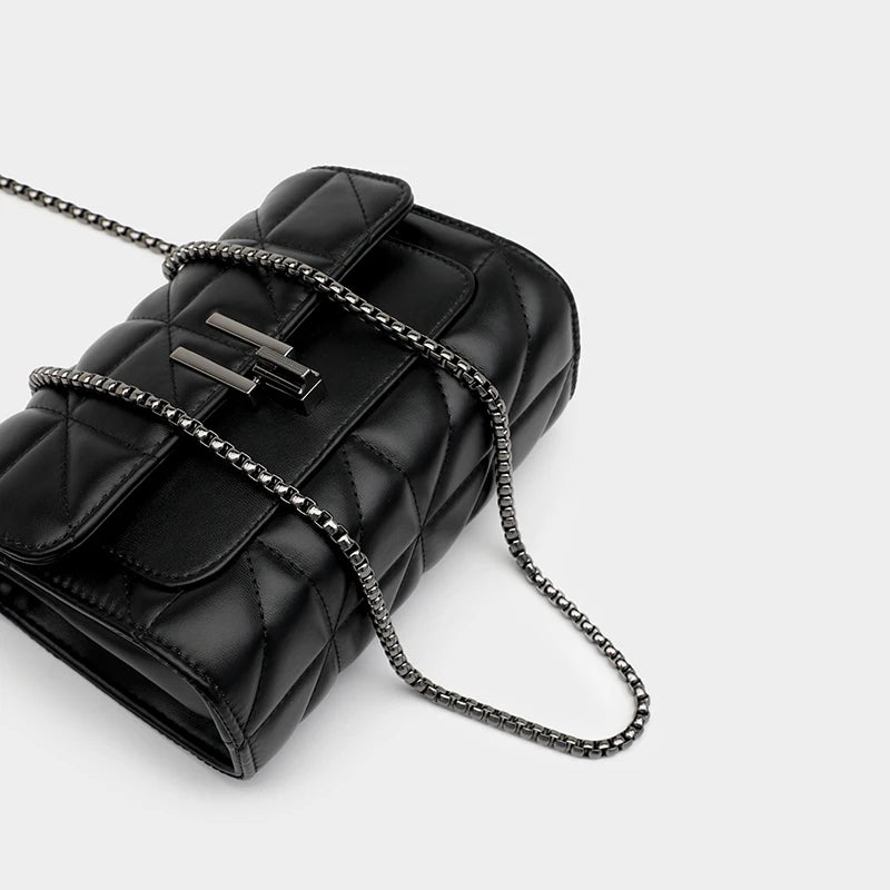 Black Luxury Handbags And Purse Women PU Leather Messenger Shoulder Bag Plaid Female Crossbody Bag Tassel Quilted Brand